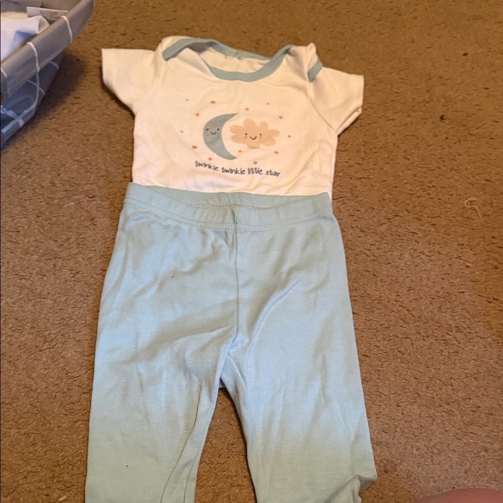 Baby Gear White and Light Blue Pajama Set